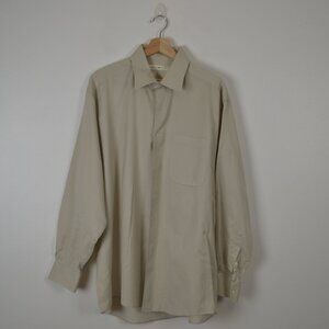Joseph Abboud Egytian Cotton Button Down 1 Pocket Shirt Mens Casual Beige Shirt